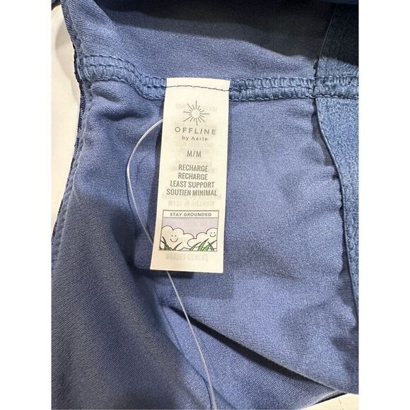 Size M Offline by Aerie Recharge Least Support Sports Bra in Blue Houndstooth - Picture 7 of 12